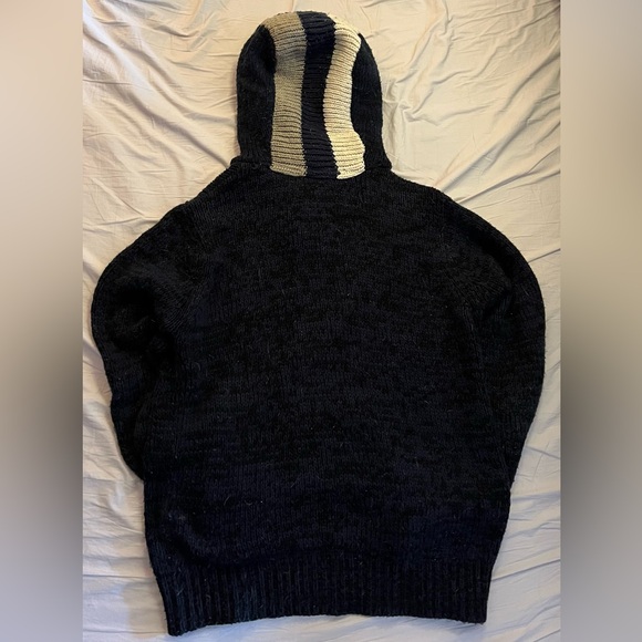 Men's Blue Knit Hooded Sweater - Picture 7 of 7